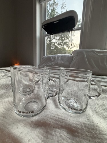 4 Nespresso Collections Vertuo 12oz Clear Glass Coffee Mugs