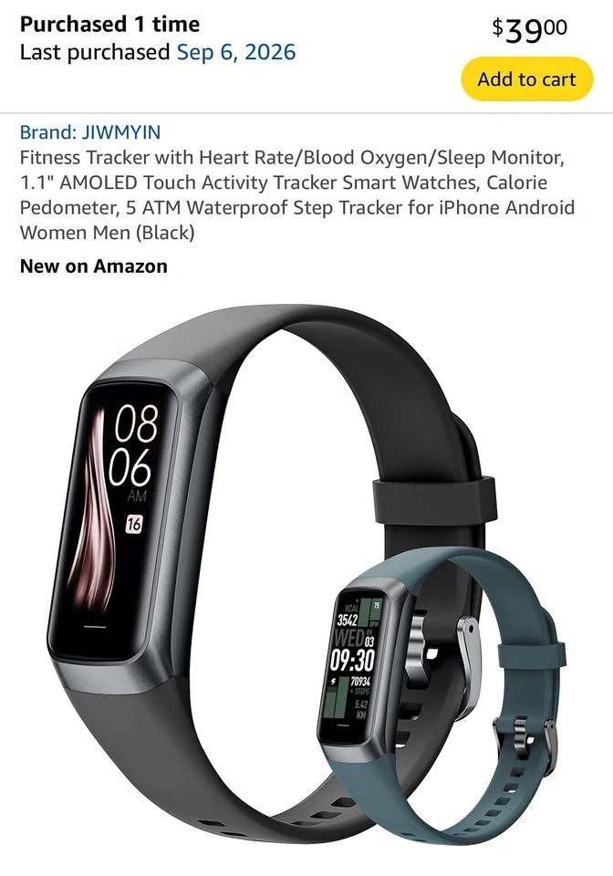 Fitness Tracker with Heart Rate/Blood Oxygen/Sleep Monitor