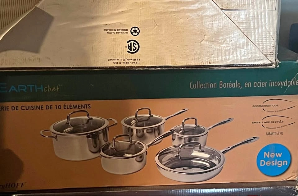 EarthChef Boreal Stainless Steel 10-Piece Cookware Set - New