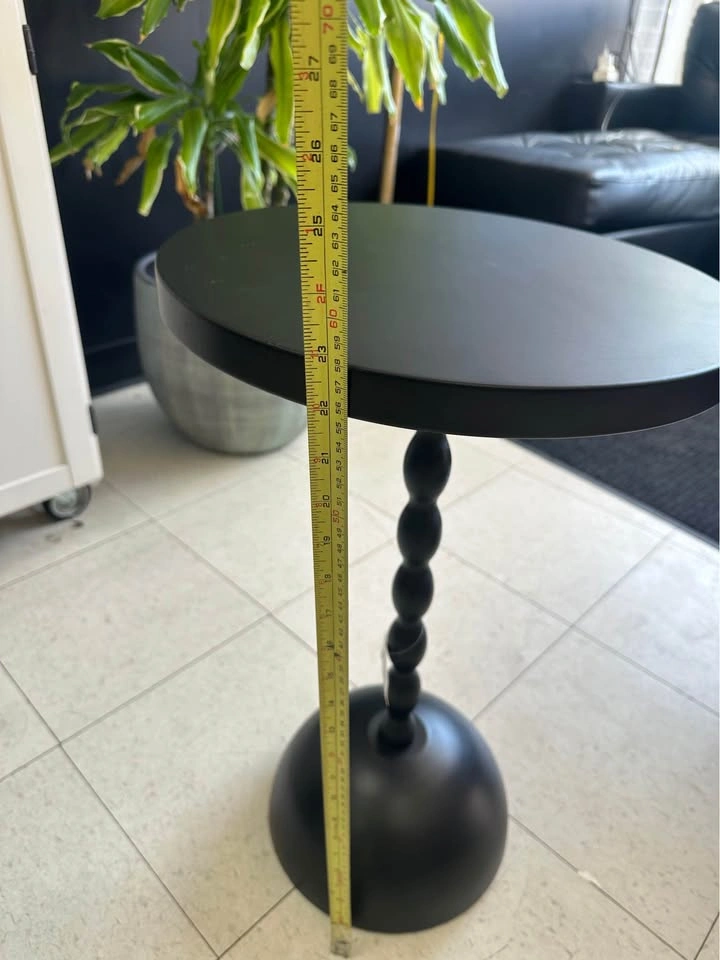 Black Metal Pedestal Side Table with Bobbin Stem - photo 2