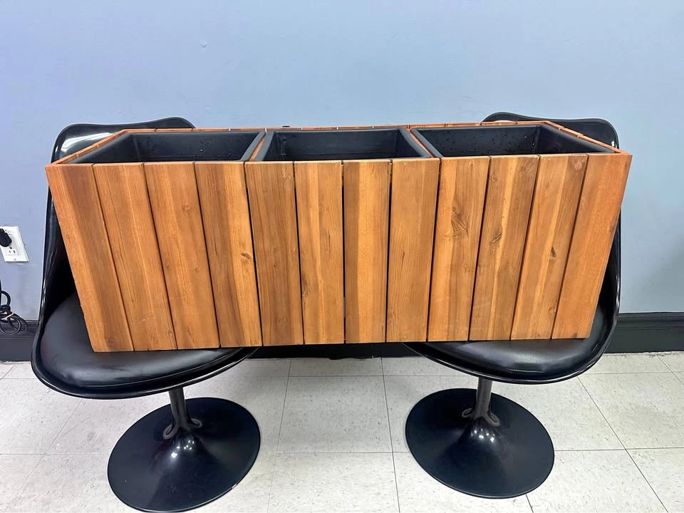 Wooden 3-Section Planter Box with Inserts