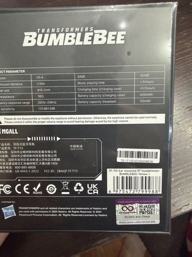 Transformers Bumblebee TF-T15 Bluetooth Wireless Ear-Hook Earbud - photo 2