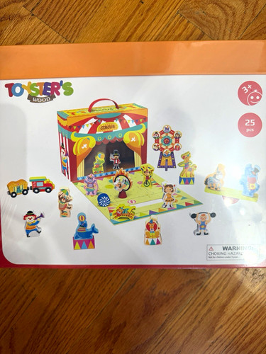 Toyster's Wood Circus Wooden Pretend Play Set, 25 Pieces, Ages 3