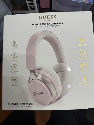 Guess GCube Metallic Script Logo On Ear Wireless Headphone Pink - photo 3