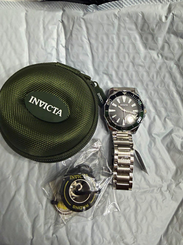 Invicta Diver Men 46mm Silver Tone Case Watch