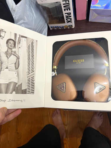 Guess PU Leather 4G Triangle Logo Wireless Headphones Brown