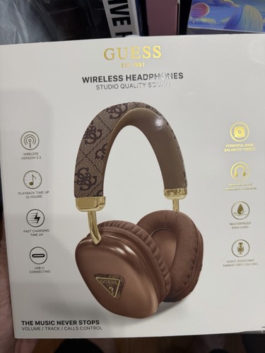 Guess PU Leather 4G Triangle Logo Wireless Headphones Brown - photo 3
