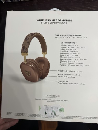 Guess PU Leather 4G Triangle Logo Wireless Headphones Brown - photo 4