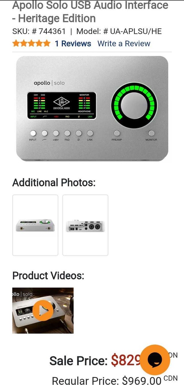Apollo Solo USB Audio Interface - Heritage Edition
