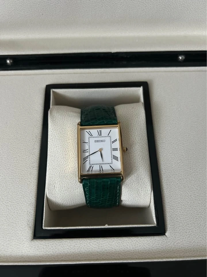 Seiko Tank Dress Watch - Genuine Lizard Leather Strap - photo 2