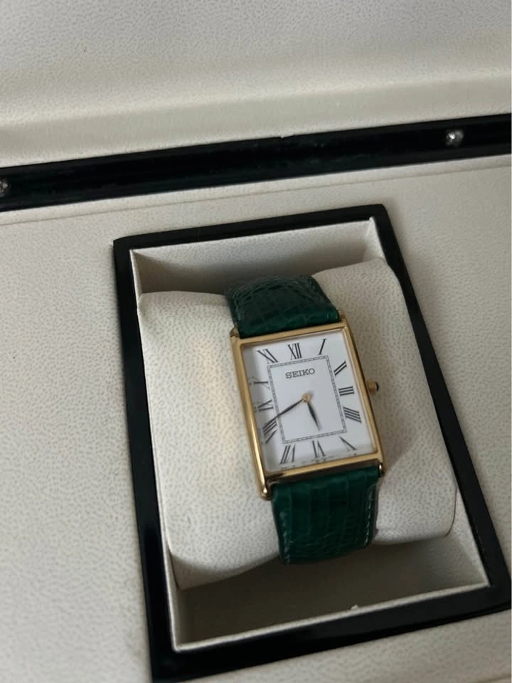 Seiko Tank Dress Watch - Genuine Lizard Leather Strap - photo 3