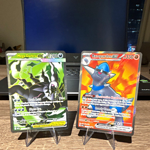 Pokemon TCG Jumbo Oversized Holo 2-Card Lot Mega Darkrai EX & Ra