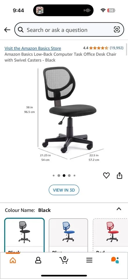 Low-Back Office Chair with Swivel Casters - Black image indicator(5)