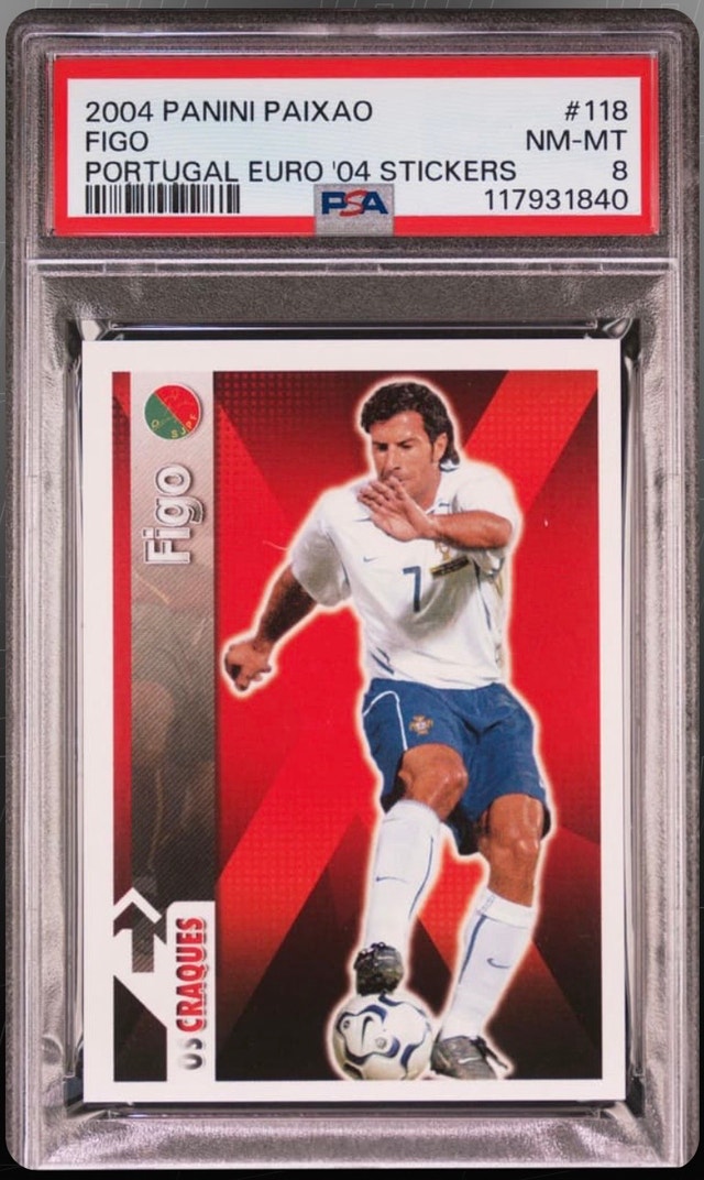 2004 LUIS FIGO PANINI STICKER PSA8