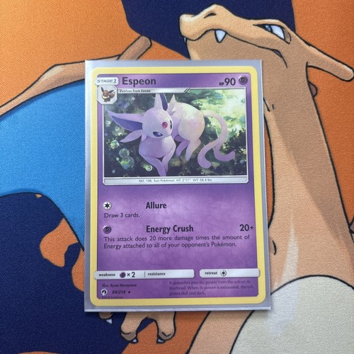 2018 Espeon 89/214 Rare Lost Thunder Pokemon Near Mint - photo 3