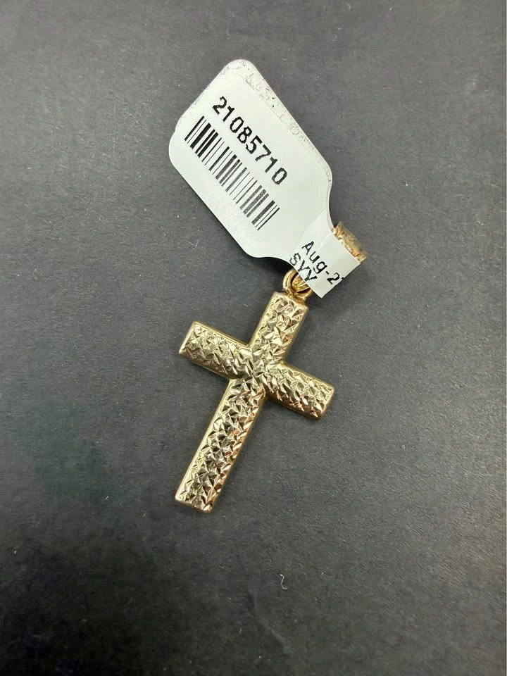 10KT 1.64GR Hammered Style Cross Pendant