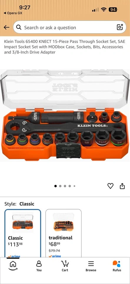 Klein Tools 65400 KNECT 15-Piece Pass Through Socket Set SEALED - photo 3
