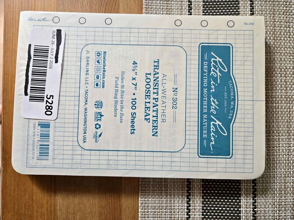Rite in the Rain All-Weather Transit Pattern Loose Leaf and Cord