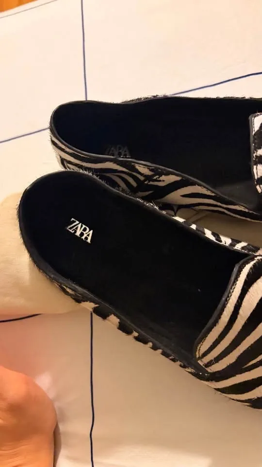 Zara Zebra Print Faux Fur Leather Loafers Size 38 - photo 2