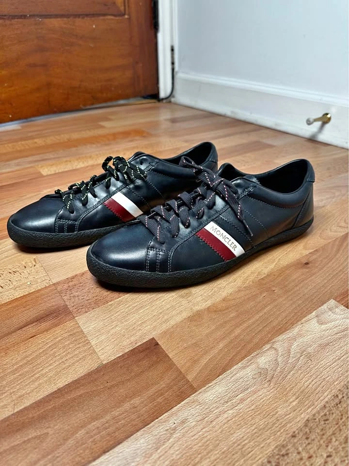 Moncler Men’s Black Leather Low-Top Sneakers - Size 46 EU / 12 U