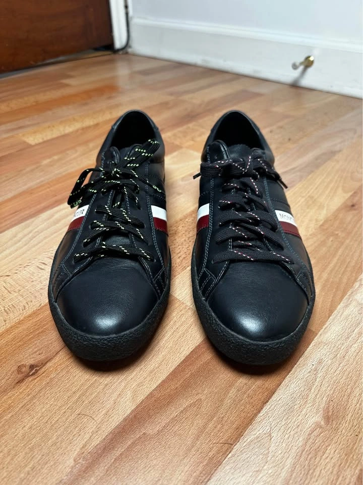 Moncler Men’s Black Leather Low-Top Sneakers - Size 46 EU / 12 U - photo 3
