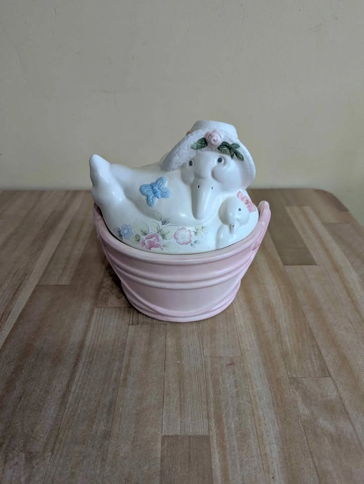 Pfaltzgraff Ceramic Duck Cookie/Butter Jar/Bowl