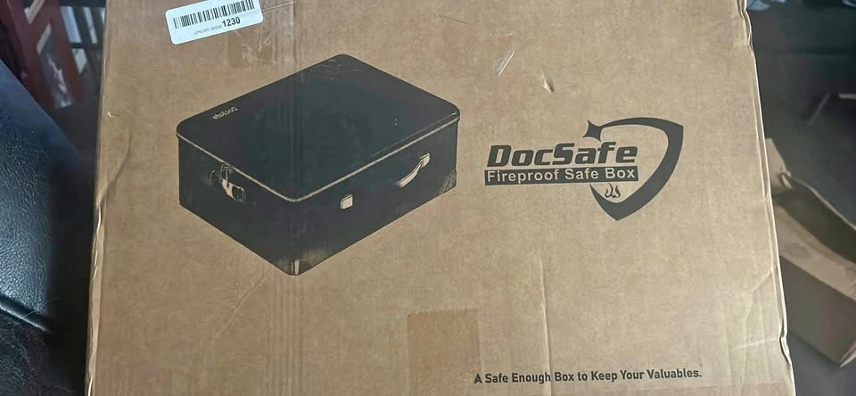 DocSafe Large Black Fireproof Safe Box Combo Lock, Fire Resistan