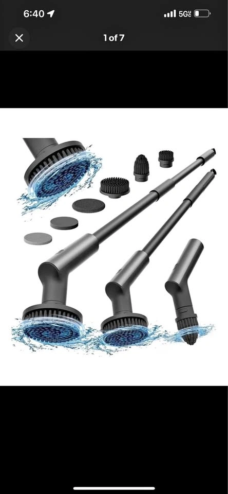 HOTO Cordless Spin Scrubber 51in Extendable Handle w/ 6 Heads