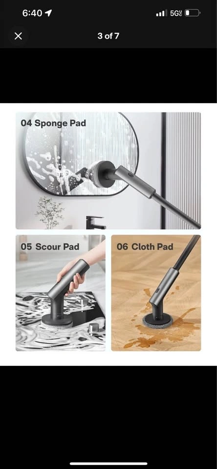 HOTO Cordless Spin Scrubber 51in Extendable Handle w/ 6 Heads - photo 3