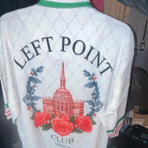 LEFT POINT Men's Club Graphic Print Button-Up Shirt White Red Gr - photo 2