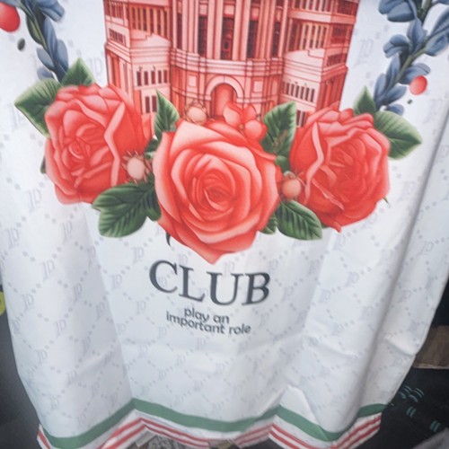 LEFT POINT Men's Club Graphic Print Button-Up Shirt White Red Gr - photo 3