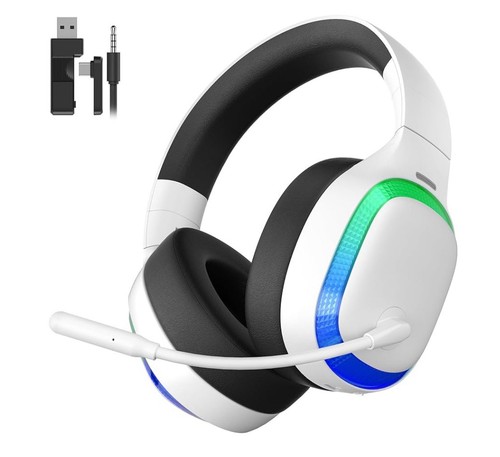 Wireless Gaming Headset for PS5 RGB Boom Mic Bluetooth USB-C