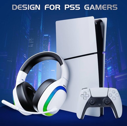 Wireless Gaming Headset for PS5 RGB Boom Mic Bluetooth USB-C - photo 2