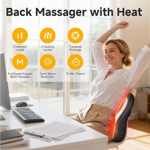 Shiatsu Back Massager w/ Heat, 15 Min Timer, 3 Modes, 2 Intensit - photo 5