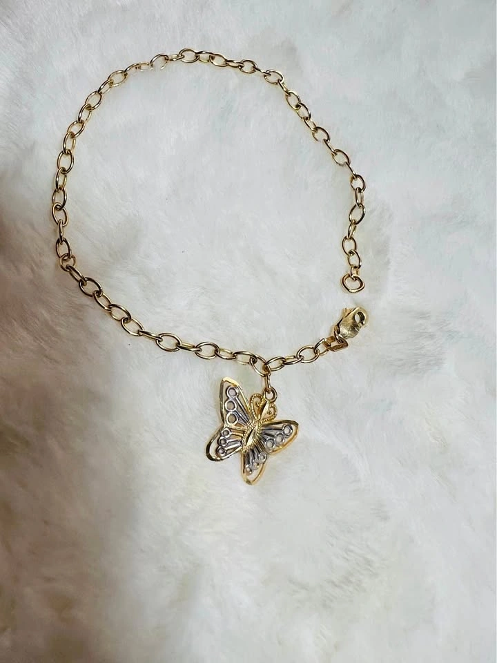 10k Gold/White Tone Bracelet Butterfly