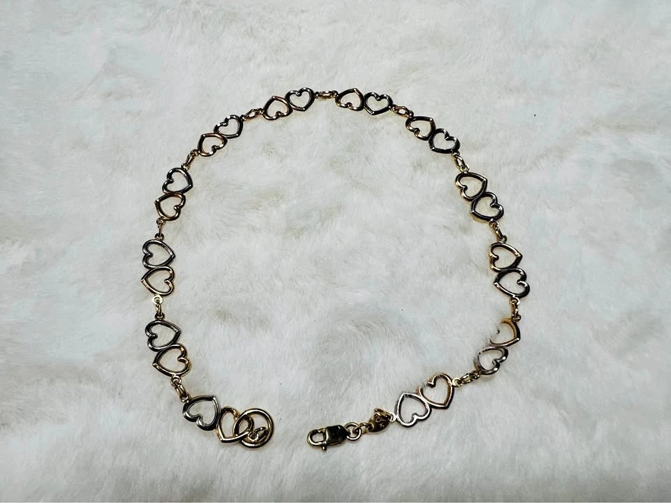 10k Gold/White Tone Bracelet Heart