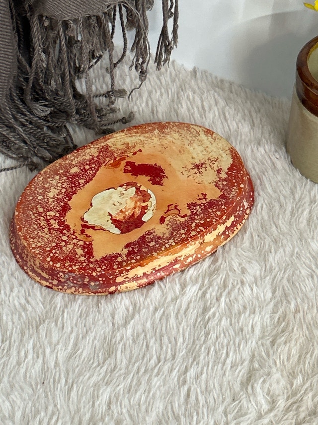 MCM Red Abstract Resin Trinket Tray 6”