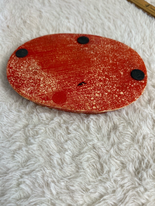 MCM Red Abstract Resin Trinket Tray 6” - photo 4