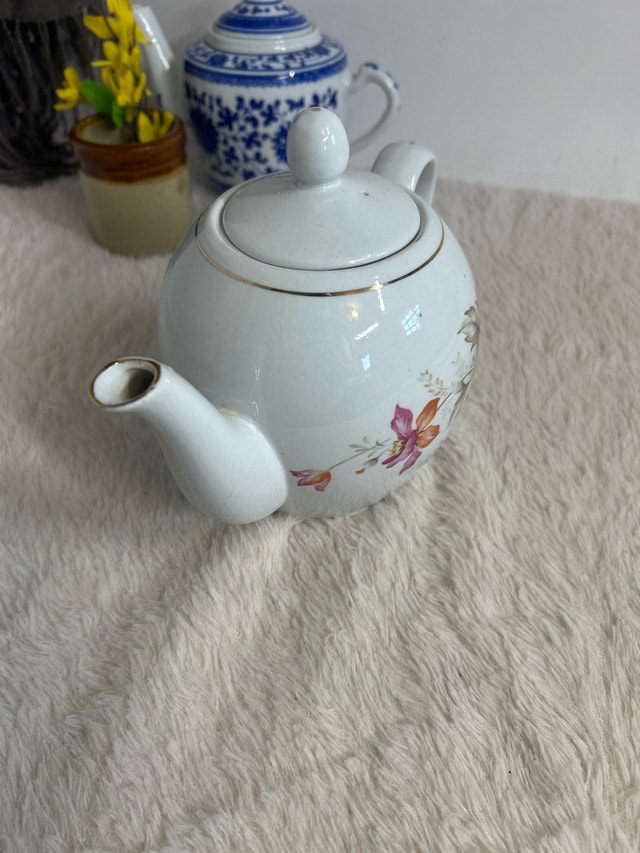 Vintage Teapot Porcelain Floral Flo Blue Pair - photo 3