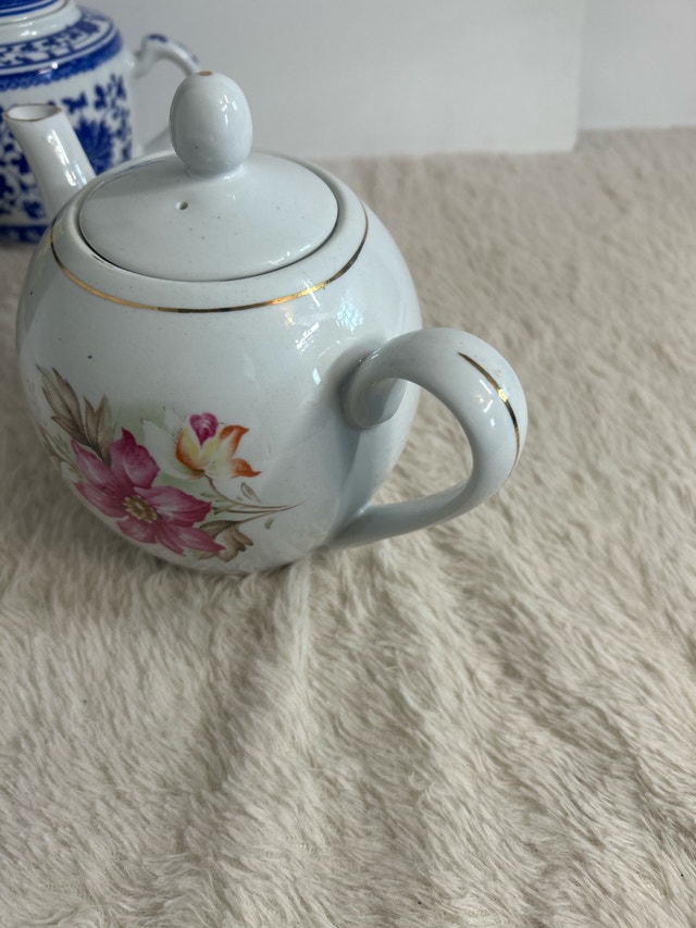 Vintage Teapot Porcelain Floral Flo Blue Pair - photo 5