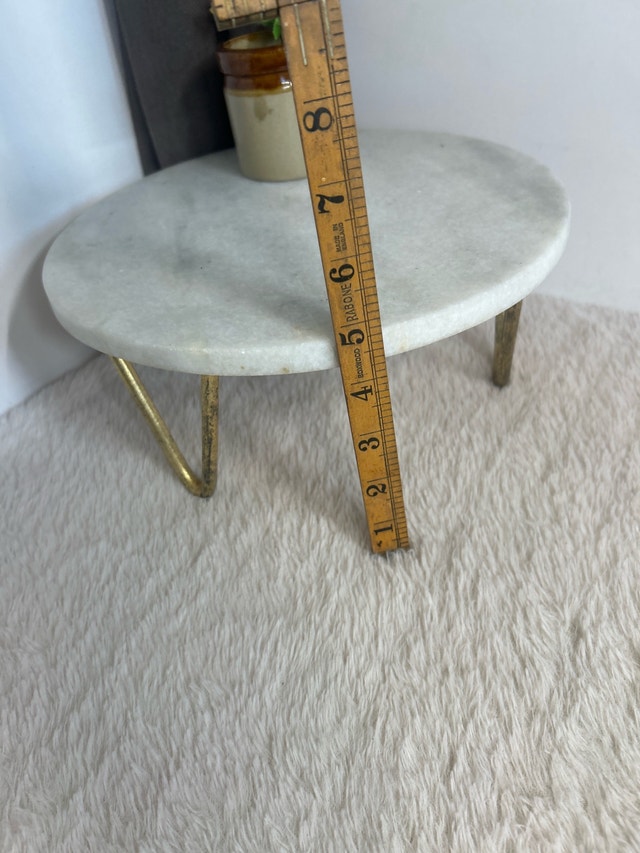 MCM White Marble Brass Leg 11” - photo 2