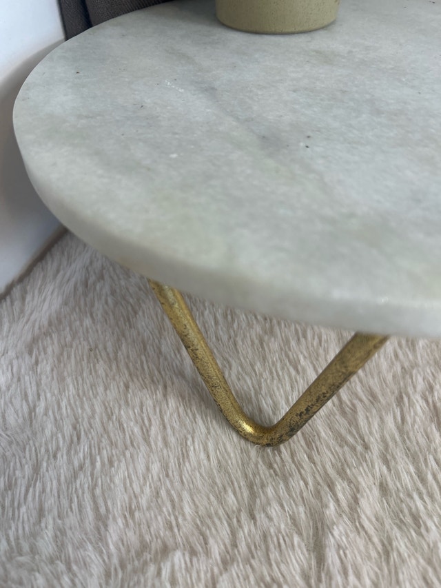 MCM White Marble Brass Leg 11” - photo 3