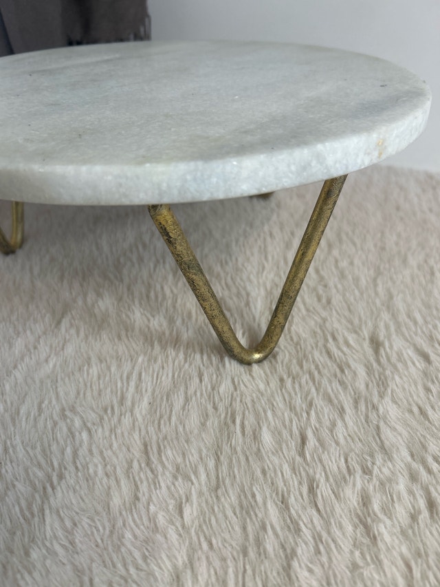 MCM White Marble Brass Leg 11” - photo 4