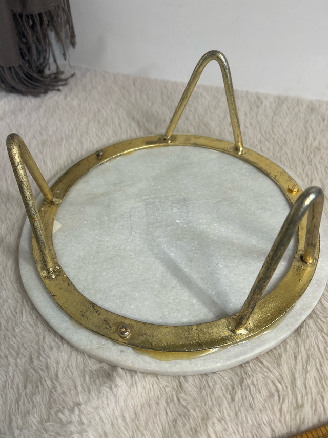 MCM White Marble Brass Leg 11” - photo 5