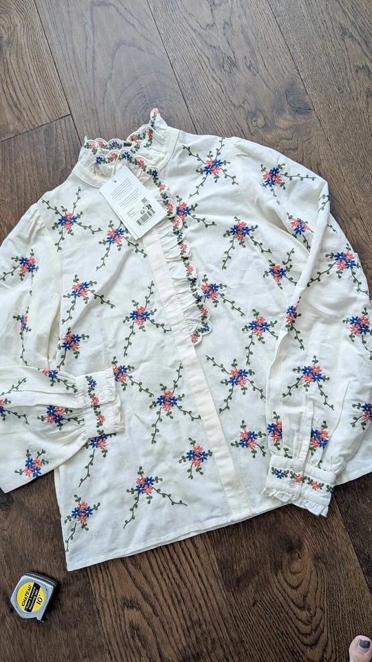 Sézane Coline Embroidered Shirt- size 4 - photo 2