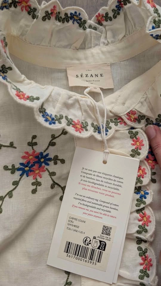Sézane Coline Embroidered Shirt- size 4 - photo 5
