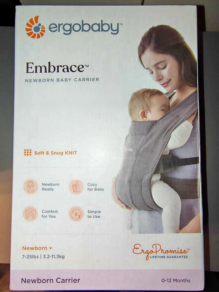 Ergobaby Embrace Newborn Baby Carrier - Soft & Snug Knit (Grey)