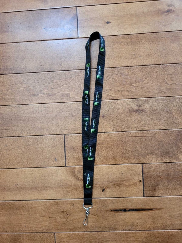 New Monster Energy Black and Green Neck Lanyard with Metal Clip