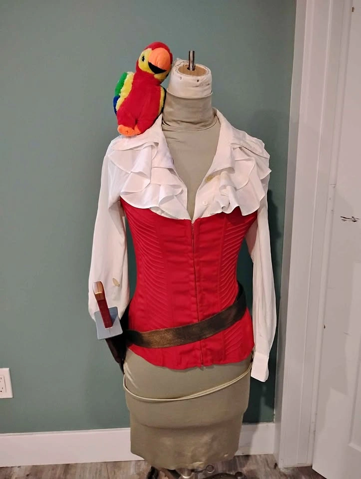Pirate costume, boned corset + lot