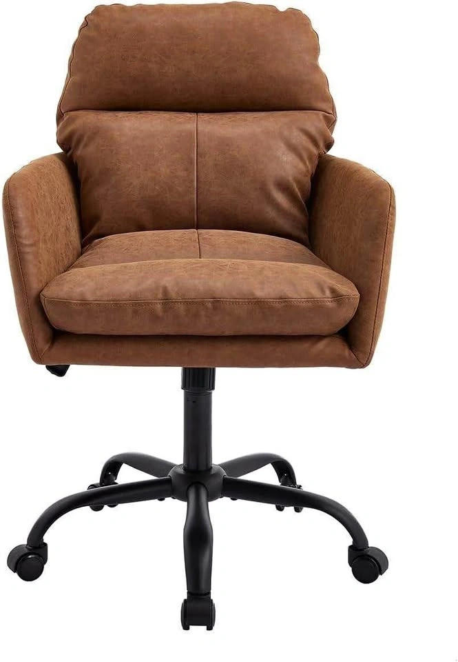 Brown Faux Leather High-Back Office Chair